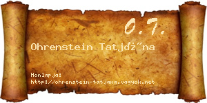 Ohrenstein Tatjána névjegykártya